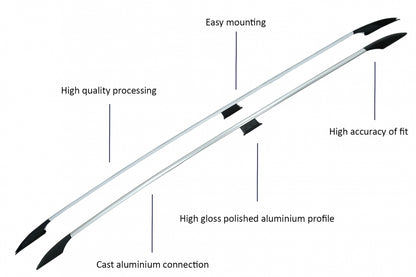 Decorative Roof Rails Matte Aluminium for Mercedes V-Class W447 (2014-Up) Short Wheelbase SWB