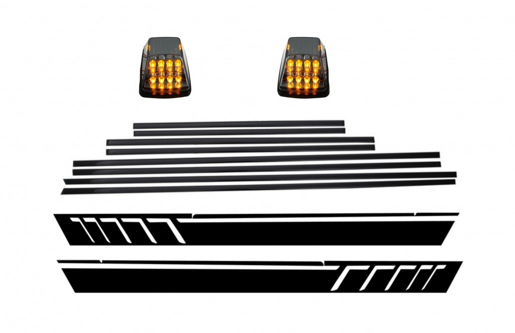 Door Moldings Strips Kit with Matte Black Side Decals and Smoked LED Turning Lights for Mercedes G-Class W463 (1989–2015)