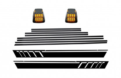Door Moldings Strips Kit with Matte Black Side Decals and Smoked LED Turning Lights for Mercedes G-Class W463 (1989–2015)