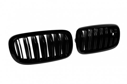 Double Ribbed Grilles Black Paint with Night Vision Opening for BMW X5 F15 X6 F16 (2013-2018)