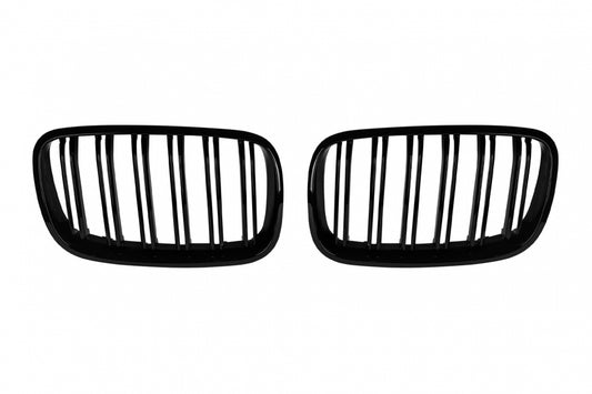 Double Slat Kidney Grilles Black Lacquer for BMW X5 E70 (2007-2013) X6 E71 (2008-2011)