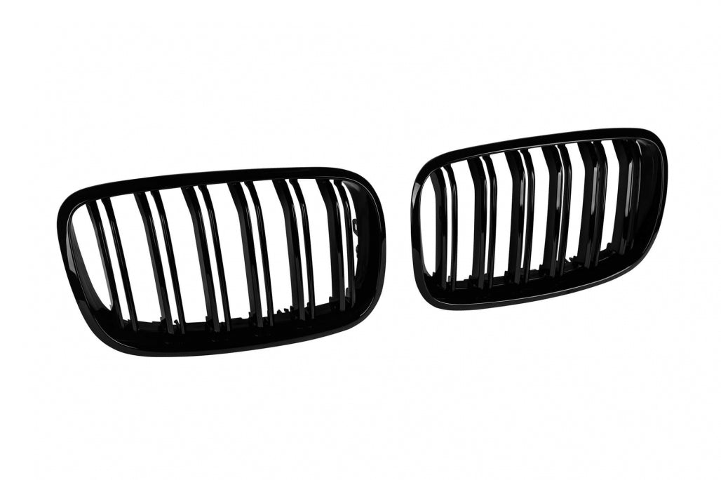 Double Slat Kidney Grilles Black Lacquer for BMW X5 E70 (2007-2013) X6 E71 (2008-2011)