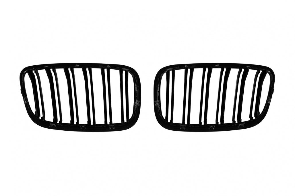 Double Slat Kidney Grilles Black Lacquer for BMW X5 E70 (2007-2013) X6 E71 (2008-2011)