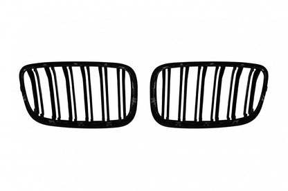 Double Slat Kidney Grilles Black Lacquer for BMW X5 E70 (2007-2013) X6 E71 (2008-2011)