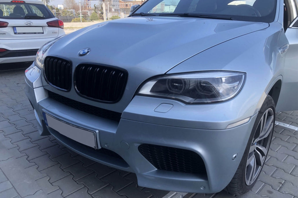 Double Slat Kidney Grilles Black Lacquer for BMW X5 E70 (2007-2013) X6 E71 (2008-2011)