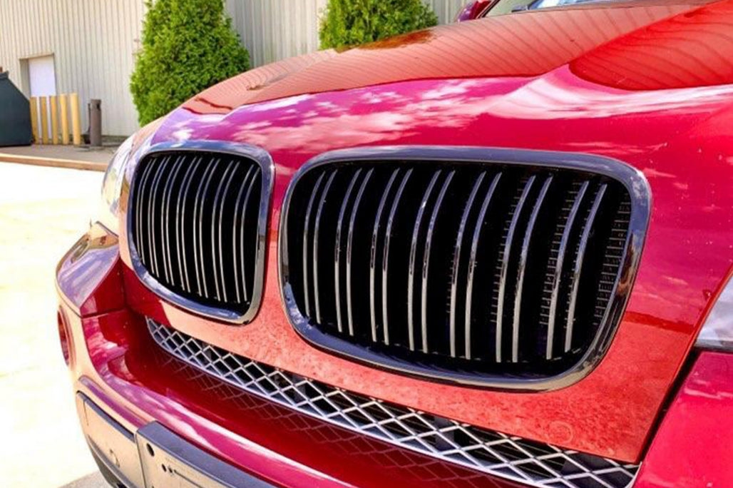 Double Slat Kidney Grilles Black Lacquer for BMW X5 E70 (2007-2013) X6 E71 (2008-2011)