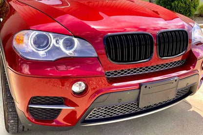 Double Slat Kidney Grilles Black Lacquer for BMW X5 E70 (2007-2013) X6 E71 (2008-2011)