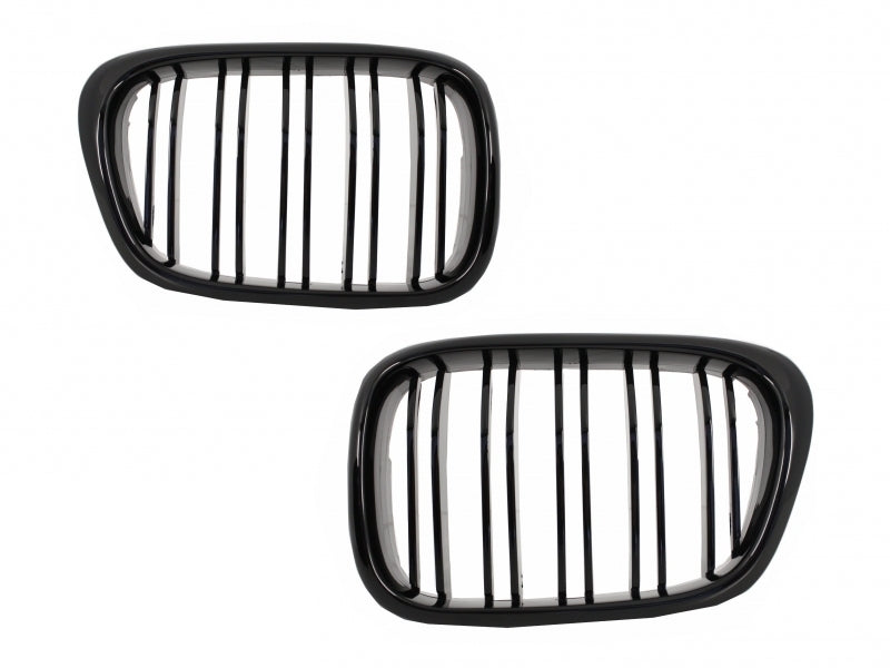 Double Stripe Kidney Grilles Piano Black for BMW 5 Series E39 (1997-2003)