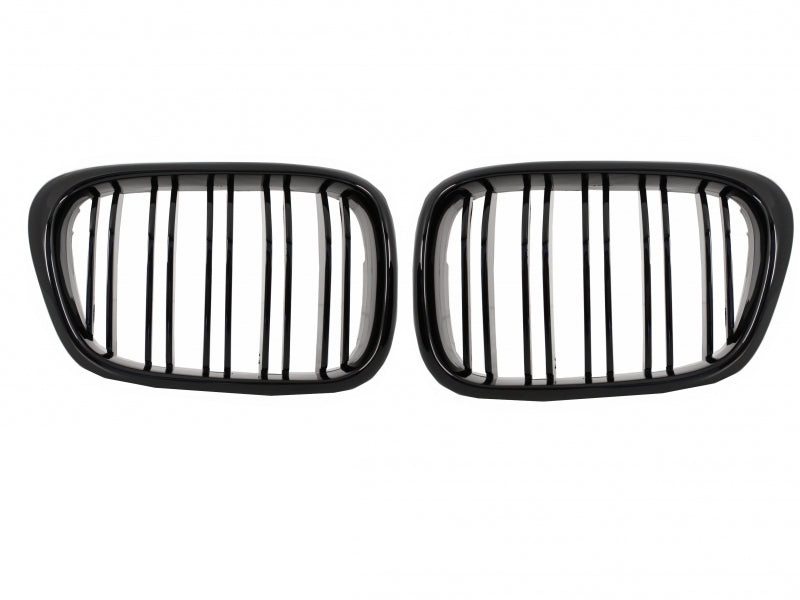 Double Stripe Kidney Grilles Piano Black for BMW 5 Series E39 (1997-2003)