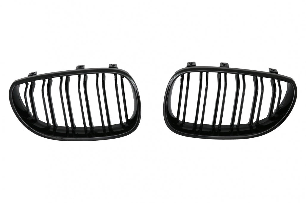 Double Stripe Kidney Grilles Piano Black for BMW 5 Series E60 E61 (2003-2009)