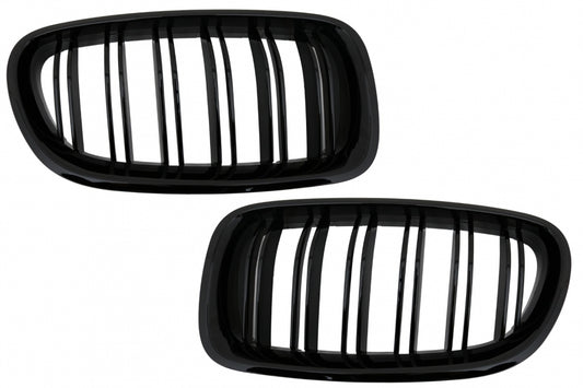 Double Stripe Kidney Grilles Piano Black for BMW 5 Series F10 F11 (2010-2017)