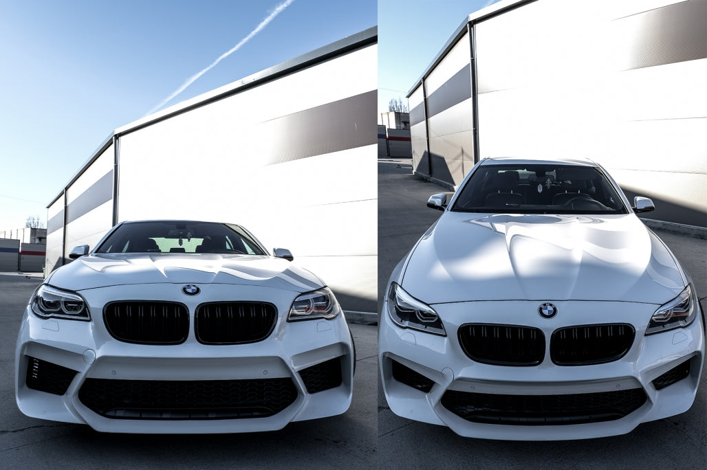 Double Stripe Kidney Grilles Piano Black for BMW 5 Series F10 F11 (2010-2017)