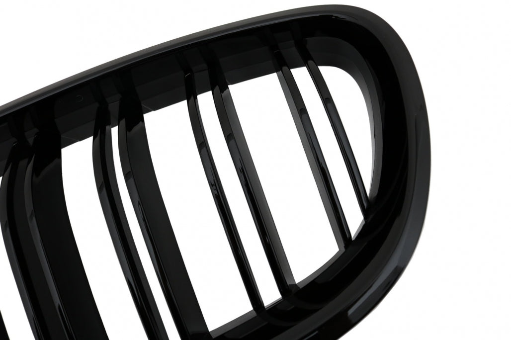 Double Stripe Kidney Grilles Piano Black for BMW 5 Series F10 F11 (2010-2017)