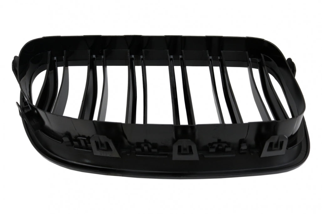 Double Stripe Kidney Grilles Piano Black for BMW 5 Series F10 F11 (2010-2017)