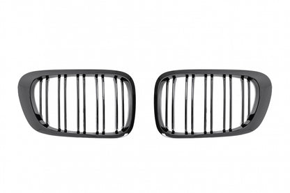 Double Stripe Kidney Grilles for BMW 3 Series E46 Coupe Cabrio (1999–2002) Non-Facelift Piano Black
