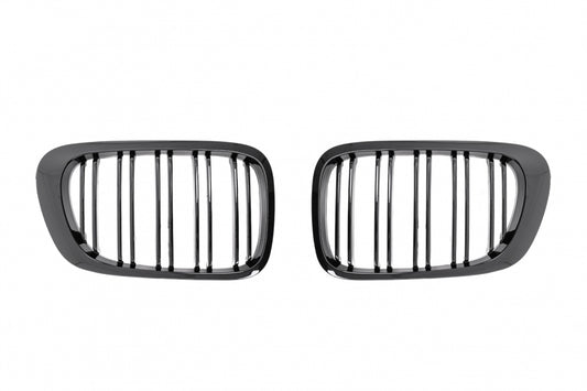 Double Stripe Kidney Grilles for BMW 3 Series E46 Coupe Cabrio (1999–2002) Non-Facelift Piano Black