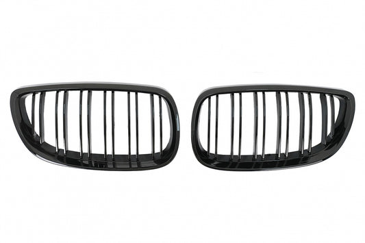 Double Stripe Kidney Grilles for BMW 3 Series E92 E93 (2006–2009) Pre-LCI Coupe Convertible Piano Black