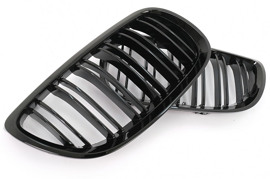 Double Stripe Kidney Grilles for BMW 3 Series E92 E93 (2006–2009) Pre-LCI Coupe Convertible Piano Black