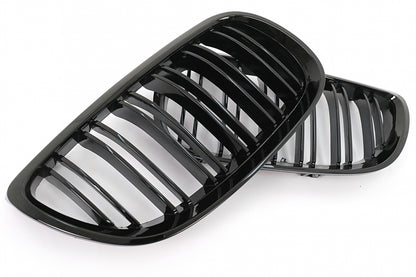 Double Stripe Kidney Grilles for BMW 3 Series E92 E93 (2006–2009) Pre-LCI Coupe Convertible Piano Black