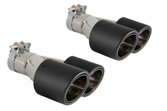 Dual Twin Exhaust Muffler Tips Matte Carbon Fiber for Universal Fit 6cm Inlet