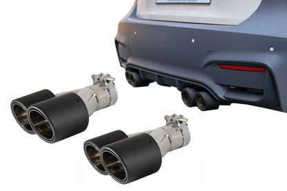 Dual Twin Exhaust Muffler Tips Matte Carbon Fiber for Universal Fit 6cm Inlet