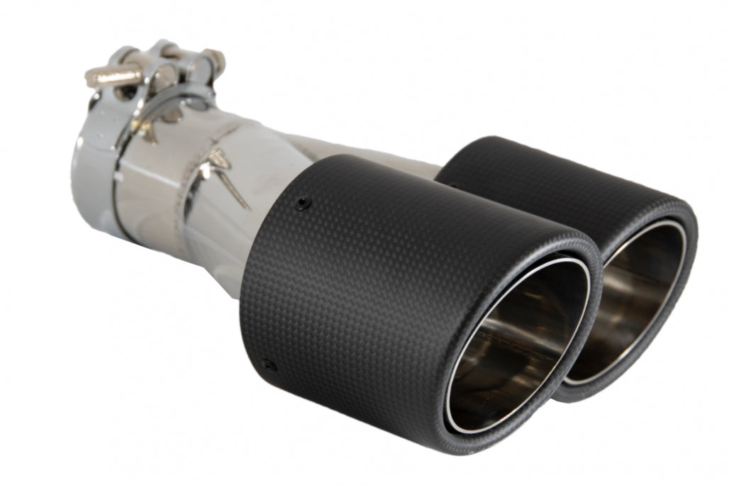 Dual Twin Exhaust Muffler Tips Matte Carbon Fiber for Universal Fit 6cm Inlet