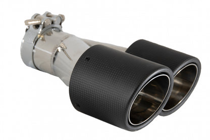 Dual Twin Exhaust Muffler Tips Matte Carbon Fiber for Universal Fit 6cm Inlet