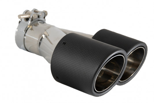 Dual Twin Exhaust Muffler Tips Matte Carbon Fiber for Universal Fit 6cm Inlet
