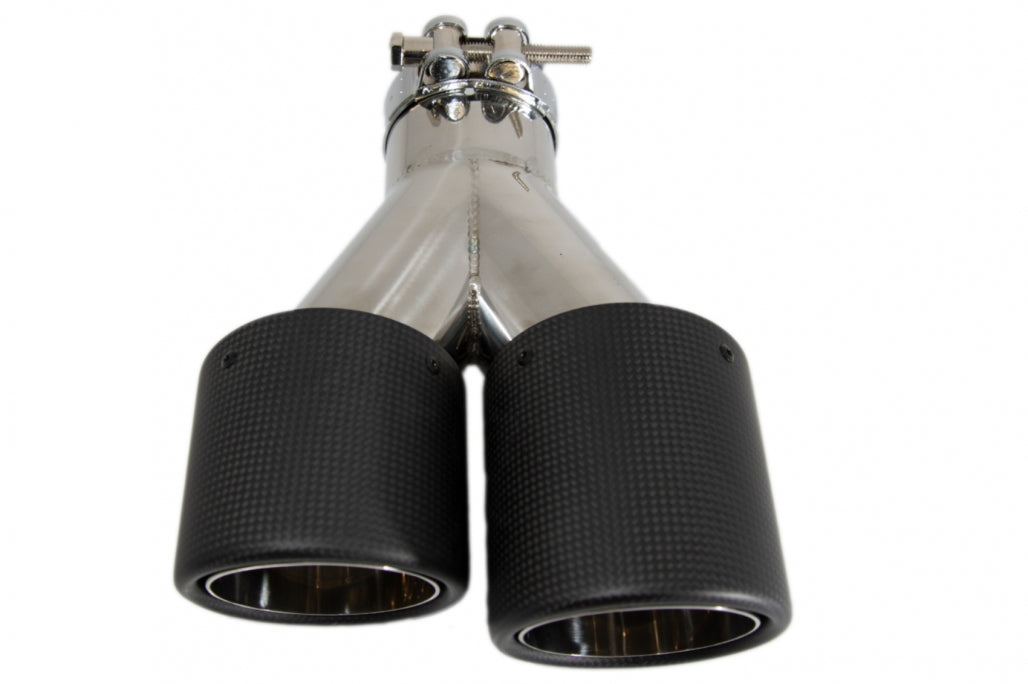 Dual Twin Exhaust Muffler Tips Matte Carbon Fiber for Universal Fit 6cm Inlet