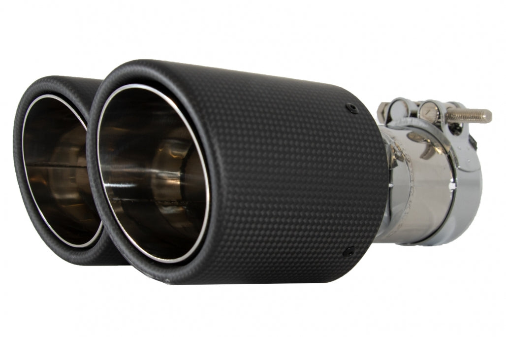 Dual Twin Exhaust Muffler Tips Matte Carbon Fiber for Universal Fit 6cm Inlet