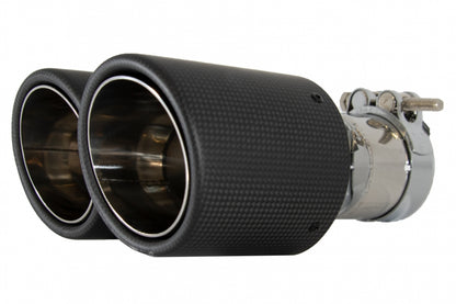 Dual Twin Exhaust Muffler Tips Matte Carbon Fiber for Universal Fit 6cm Inlet