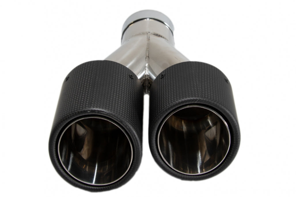 Dual Twin Exhaust Muffler Tips Matte Carbon Fiber for Universal Fit 6cm Inlet