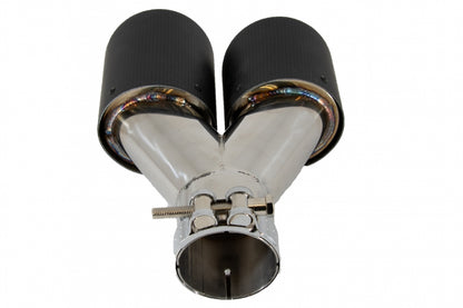 Dual Twin Exhaust Muffler Tips Matte Carbon Fiber for Universal Fit 6cm Inlet