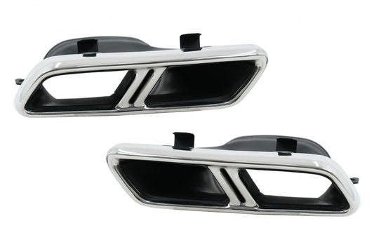 Exhaust Muffler Tips Chrome Design for Mercedes C-Class W205 S205 C205 A205 GLC GLE E-Class W213 S-Class W222 (2014–Up)
