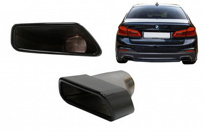 Exhaust Muffler Tips M-Tech Sport Black for BMW 5 Series G30 G31 F10 F11 LCI & 6 Series G32 (2010–Up)
