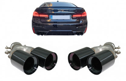 Exhaust Muffler Tips M5 Design Black for BMW 5 Series G30 G31 G38 & 6 Series G32 (2016–2020)