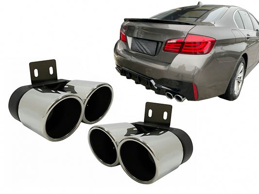 Exhaust Muffler Tips M5 LCI Chrome Twin Outlet for BMW 5 Series F10 F11 (2011–2017)