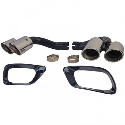 Exhaust Tailpipes Twin Pipe Chrome for BMW X6 E71 Diesel 30d 40d M-Package (2008-2014)