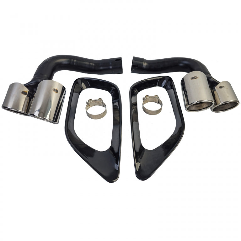 Exhaust Tailpipes Twin Pipe Chrome for BMW X6 E71 Diesel 30d 40d M-Package (2008-2014)