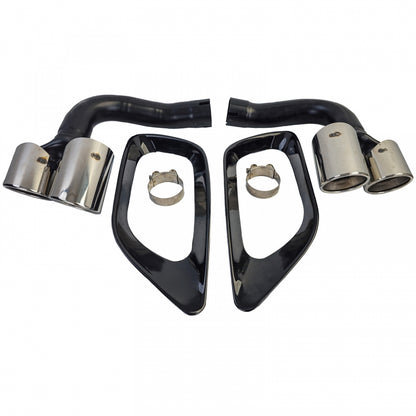 Exhaust Tailpipes Twin Pipe Chrome for BMW X6 E71 Diesel 30d 40d M-Package (2008-2014)