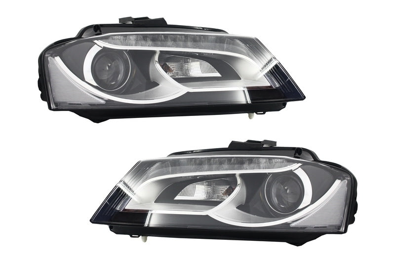 Facelift Design LED DRL Headlights Black for Audi A3 8P / 8P1 / 8PA (2009–2012)