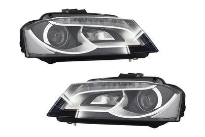 Facelift Design LED DRL Headlights Black for Audi A3 8P / 8P1 / 8PA (2009–2012)