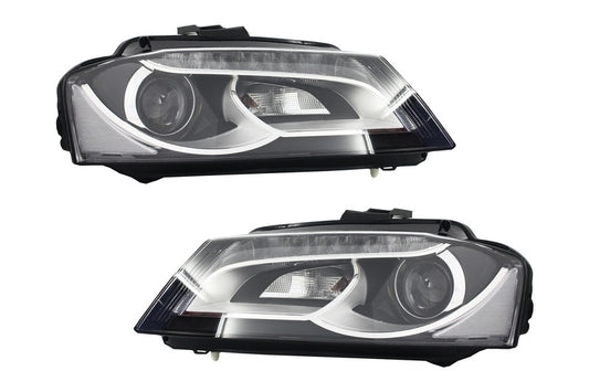 Facelift Design LED DRL Headlights Black for Audi A3 8P / 8P1 / 8PA (2009–2012)