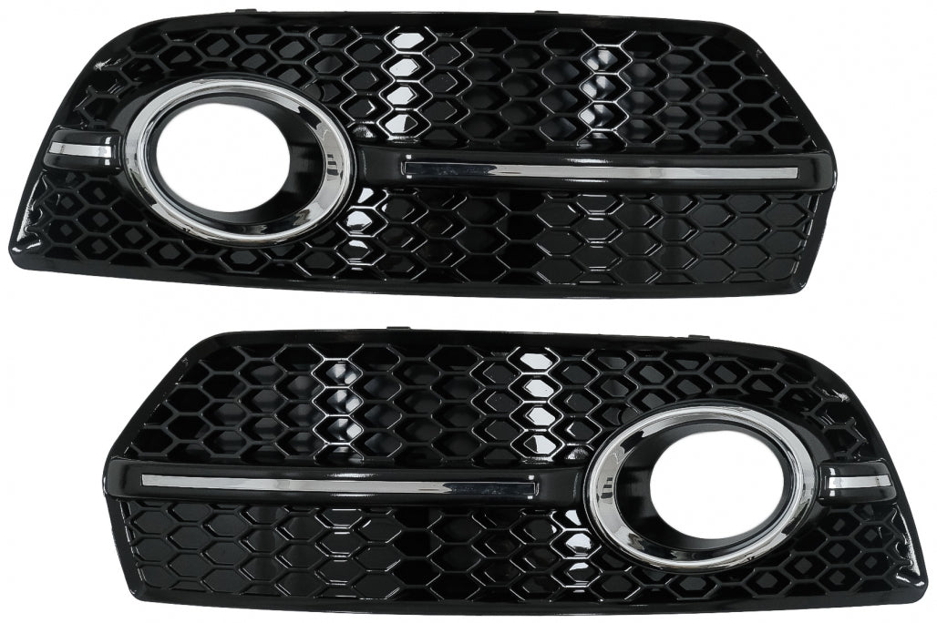 Fog Lamp Covers Side Grilles RS Design Piano Black Chrome for Audi Q5 8R (2008–2011)