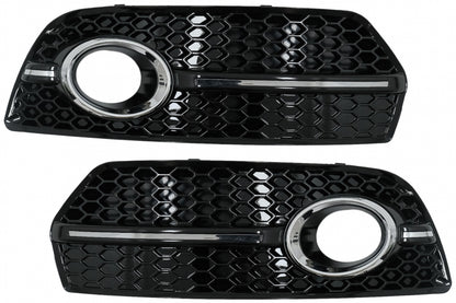 Fog Lamp Covers Side Grilles RS Design Piano Black Chrome for Audi Q5 8R (2008–2011)