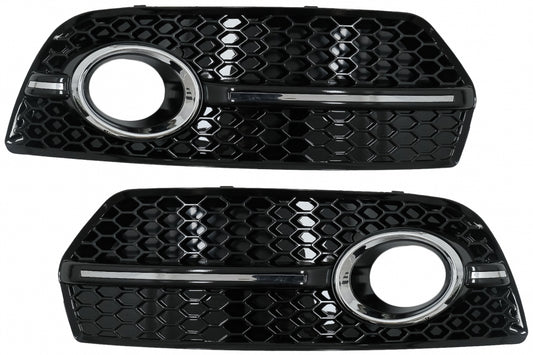 Fog Lamp Covers Side Grilles RS Design Piano Black Chrome for Audi Q5 8R (2008–2011)