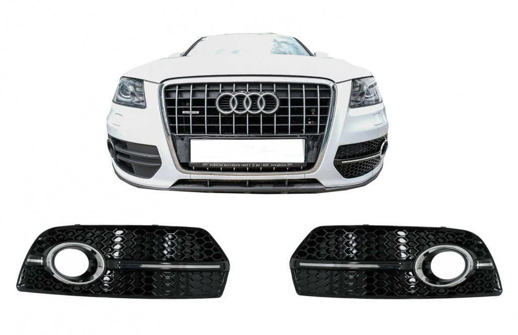 Fog Lamp Covers Side Grilles RS Design Piano Black Chrome for Audi Q5 8R (2008–2011)