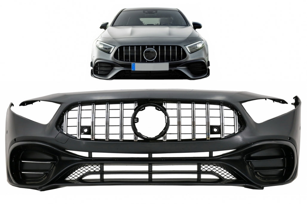 Front Bumper A45 Design with Panamericana Grille for Mercedes A-Class W177 V177 (2018–2022)