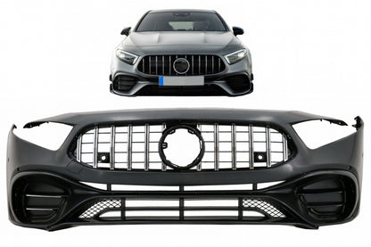Front Bumper A45 Design with Panamericana Grille for Mercedes A-Class W177 V177 (2018–2022)