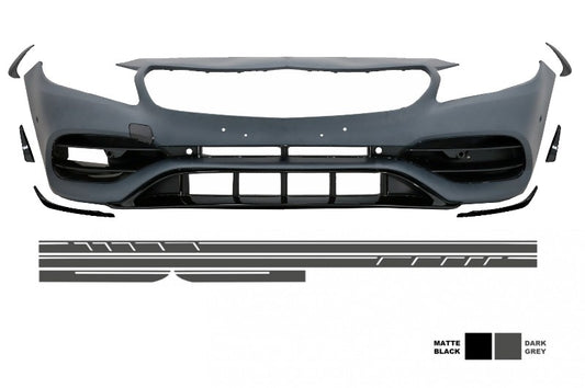 Front Bumper A45 Design with Side Decals Dark Grey for Mercedes A-Class W176 (2012–2018)